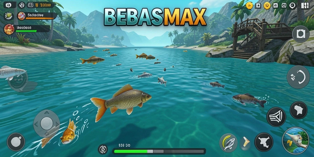 Tangkapan yang sukses di <strong>BEBASMAX</strong>, menunjukkan momen seru dalam gameplay memancing.